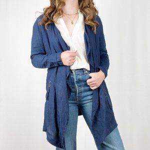 Stunning Sandwich_ 100% Pure Linen Long Open Duster Cardigan Light Jacket Coat